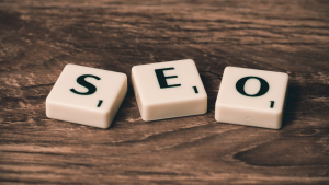Scrabble letters forming the word SEO